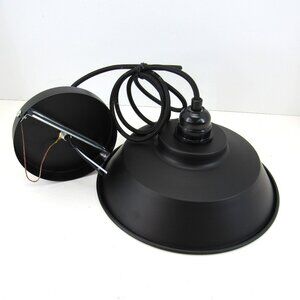 Light Pendant Black Matte Metal Light Cover Retro Style Ceiling Mount 9" Across